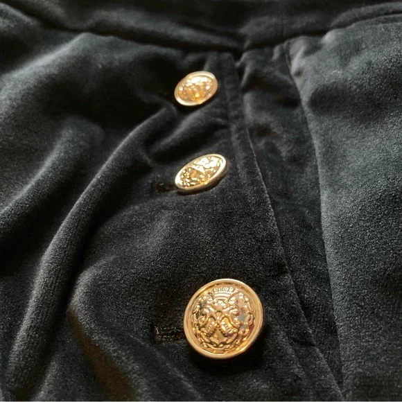 Maison D'Amelie Black Velour Straight Leg Sailor Trousers with Gold Buttons - Picture 11 of 12